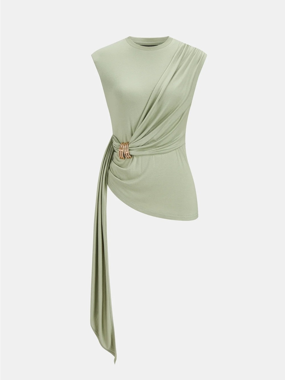 Commense Sleeveless Sage Wide-Leg Set with Draped Waist Small - Picture 3 of 8